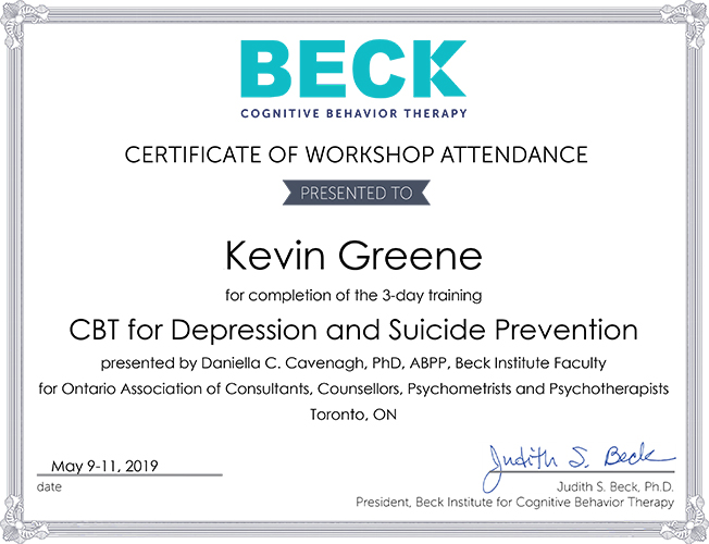 Health & Happiness: Counselling and Wellness - CBT for Depression and Suicide Prevention Certificate of Completion