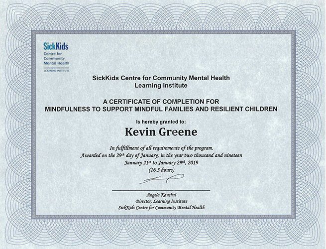 Health & Happiness: Counselling and Wellness - Mindfulness to Support Mindful Families and Resilient Children Certificate of Completion