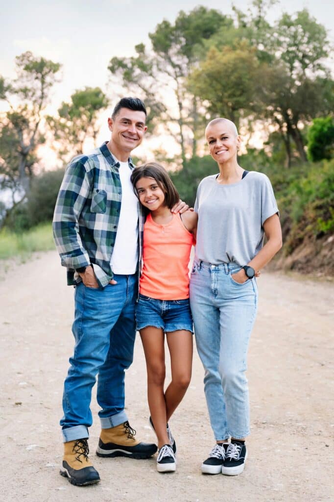 happy family smiling in the countryside