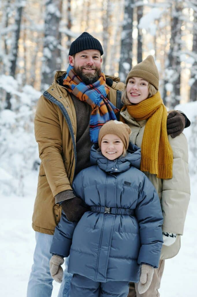 Happy family with child outdoors